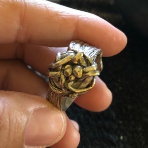 Modernist brutalist sterling silver ring